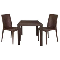 LeisureMod Mace Ensemble de Bistro d'Extérieur Moderne du Milieu du Siècle 3 Pièces - Table Ronde Blanche avec 2 Chaises Empilables