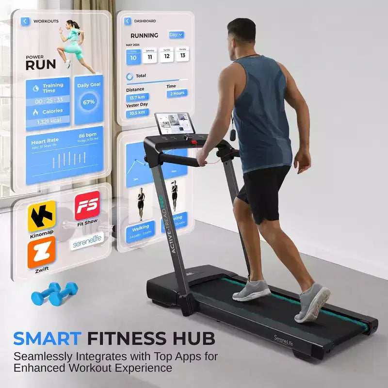 Tapis de course motorisé pliable SereneLife - Salle de sport à domicile