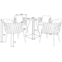 LeisureMod Spencer Chaise de salle à manger de patio d'extérieur avec coussins - design moderne en corde tressee et fauteuil à cadre metallique pour jardin et bord de piscine