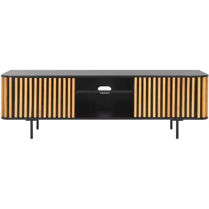 Meuble TV 2 portes 2 étagères Anahi - MED1501 - Noir/Naturel - Safavieh