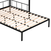 Lit superposé en métal une place et demi avec étagères et panneau grillagé / Cadre de lit robuste en métal, transformable en lit double
