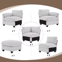 Canapé modulaire surdimensionné en velours côtelé Hyleory 115, canapé en U avec pouf mobile, grand canapé d'angle 7 places pour salon