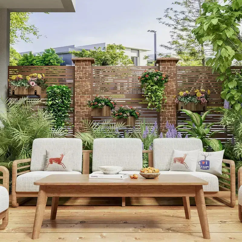 Dovelina Paravent d'extérieur en métal autoportant pour patio (lot de 2)