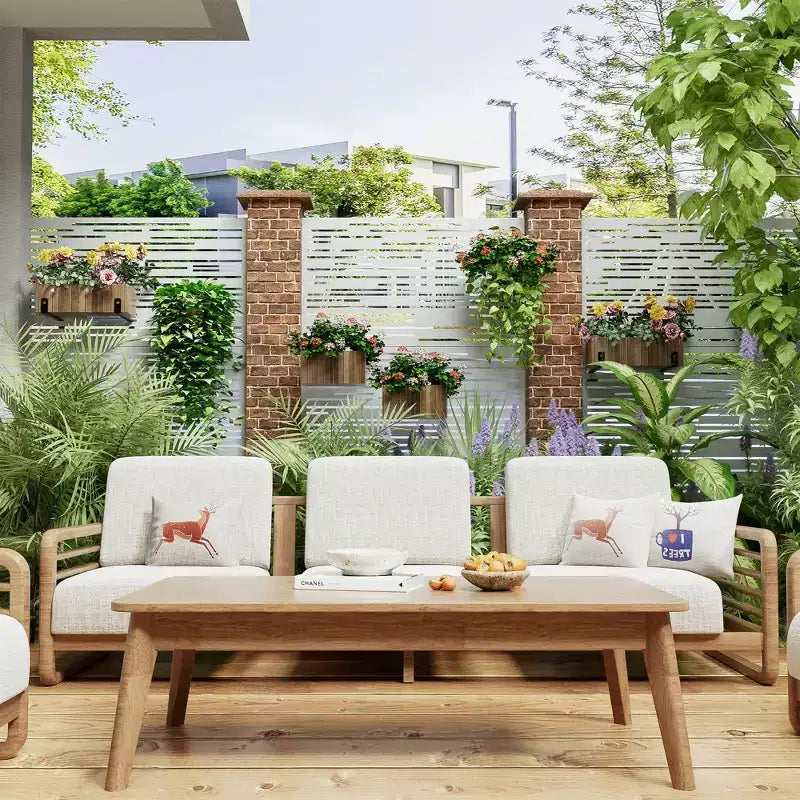 Dovelina Paravent d'extérieur en métal autoportant pour patio (lot de 2)