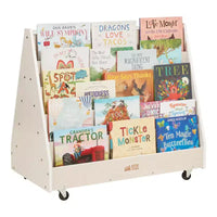 Présentoir et rangement de livres mobiles double face en bois ECR4Kids, meuble Montessori