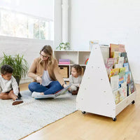 Présentoir et rangement de livres mobiles double face en bois ECR4Kids, meuble Montessori