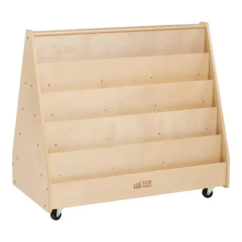 Présentoir et rangement de livres mobiles double face en bois ECR4Kids, meuble Montessori