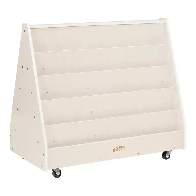 Présentoir et rangement de livres mobiles double face en bois ECR4Kids, meuble Montessori