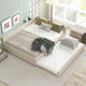 Lit plateforme rembourré Queen Size avec USB et lit gigogne double, Beige