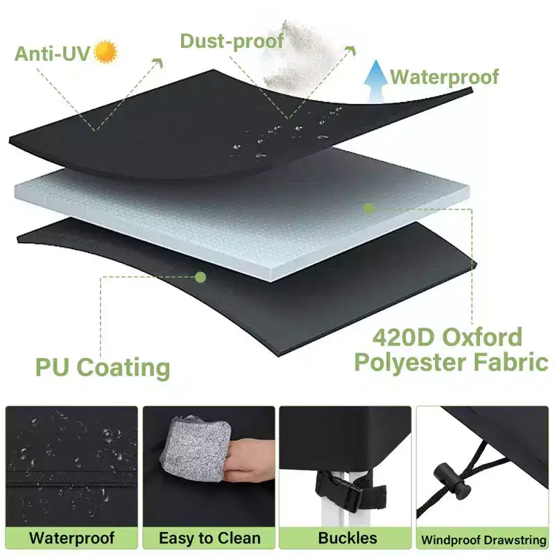 GARPROVM 8ft Housse de billard en similicuir robuste, housse de protection imperméable pour table de billard