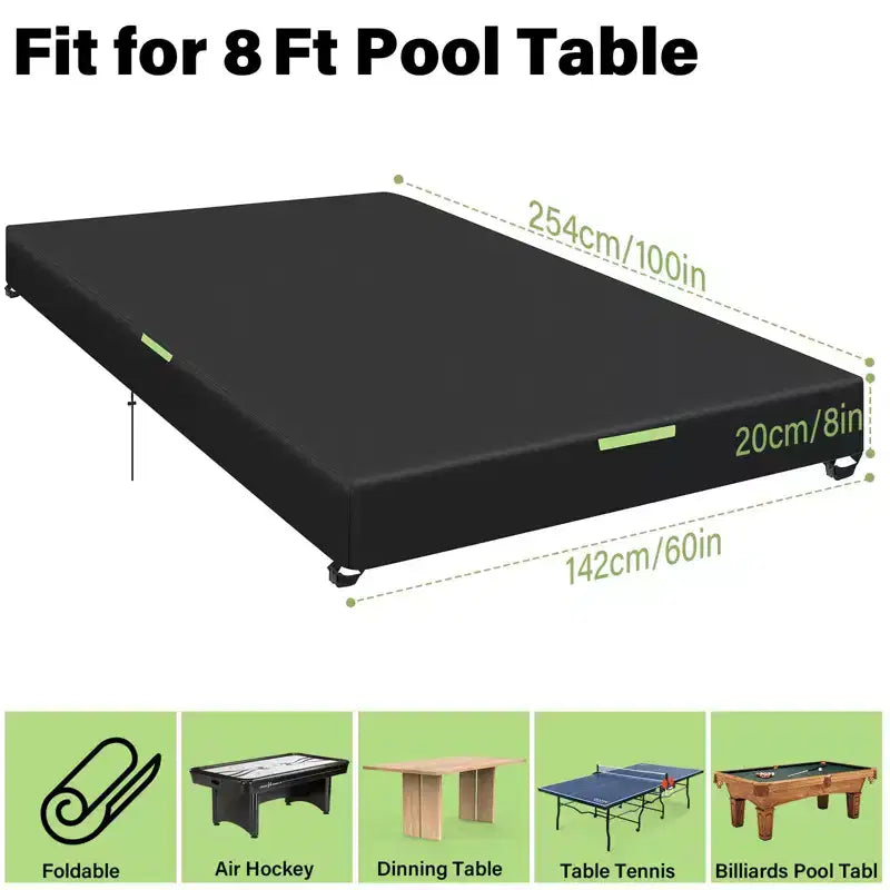 GARPROVM 8ft Housse de billard en similicuir robuste, housse de protection imperméable pour table de billard