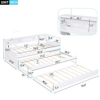Lit de repos en bois Twin XL avec 2 lits gigognes, 3 compartiments de rangement, 1 lampe gratuite et design de chargement USB, Gris