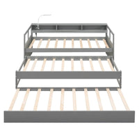 Lit de repos en bois Twin XL avec 2 lits gigognes, 3 compartiments de rangement, 1 lampe gratuite et design de chargement USB, Gris