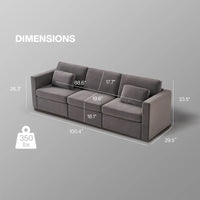 Canapé Sectionnel Moderne en Lin et Coton Forme L, Canapé Sectionnel Rembourré Surdimensionné, Méridienne avec Poufs de Rangement pour Salon