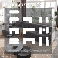 Canapé Sectionnel Moderne en Lin et Coton Forme L, Canapé Sectionnel Rembourré Surdimensionné, Méridienne avec Poufs de Rangement pour Salon