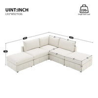 [VIDEO fourni][Nouveau]Canapé d'angle moderne 93 places avec rayures verticales, ensemble de canapés sans accoudoirs 5 places avec poufs convertibles, diverses C