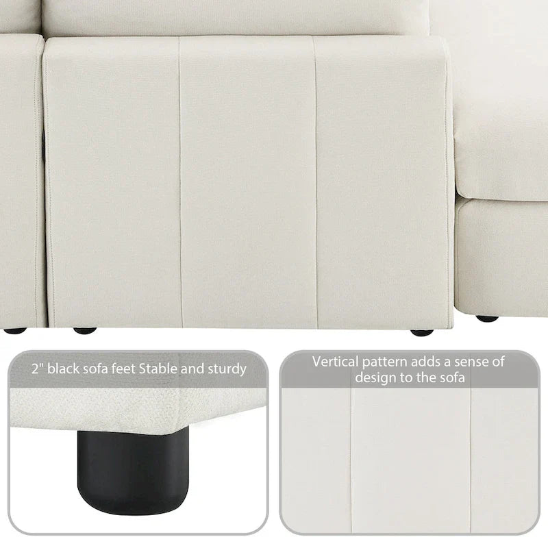 [VIDEO fourni][Nouveau]Canapé d'angle moderne 93 places avec rayures verticales, ensemble de canapés sans accoudoirs 5 places avec poufs convertibles, diverses C