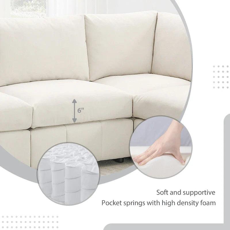 [VIDEO fourni][Nouveau]Canapé d'angle moderne 93 places avec rayures verticales, ensemble de canapés sans accoudoirs 5 places avec poufs convertibles, diverses C