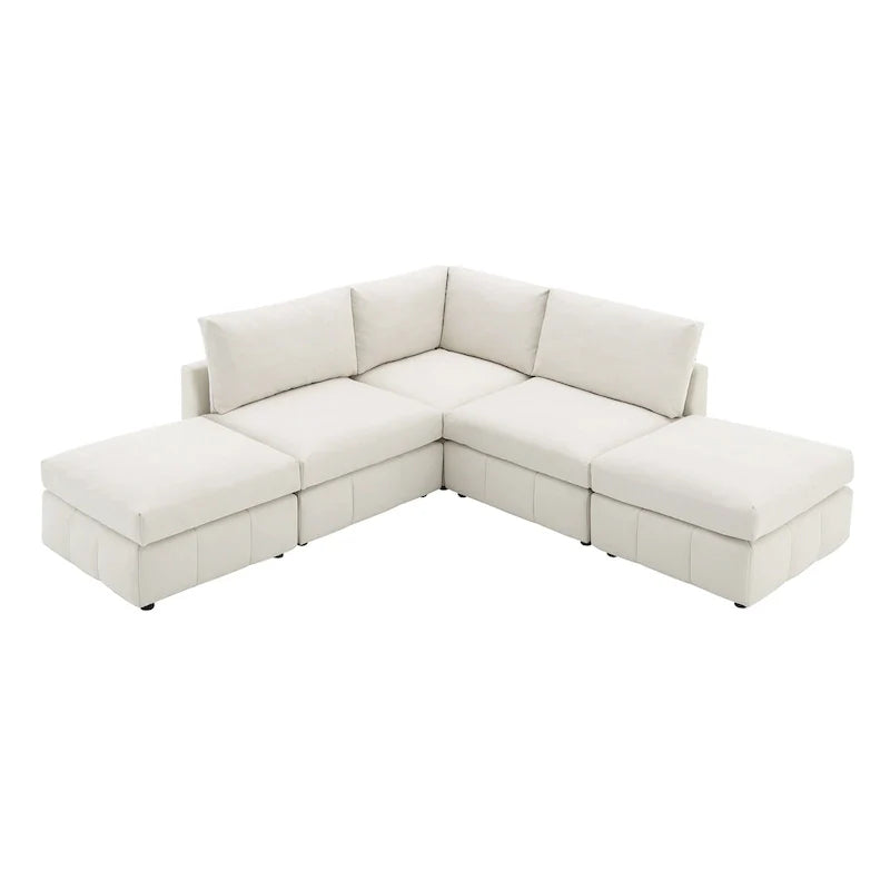 [VIDEO fourni][Nouveau]Canapé d'angle moderne 93 places avec rayures verticales, ensemble de canapés sans accoudoirs 5 places avec poufs convertibles, diverses C