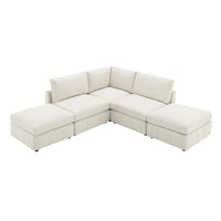 [VIDEO fourni][Nouveau]Canapé d'angle moderne 93 places avec rayures verticales, ensemble de canapés sans accoudoirs 5 places avec poufs convertibles, diverses C