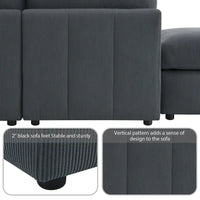 [VIDEO fourni][Nouveau]Canapé d'angle moderne 93 places avec rayures verticales, ensemble de canapés sans accoudoirs 5 places avec poufs convertibles, diverses C