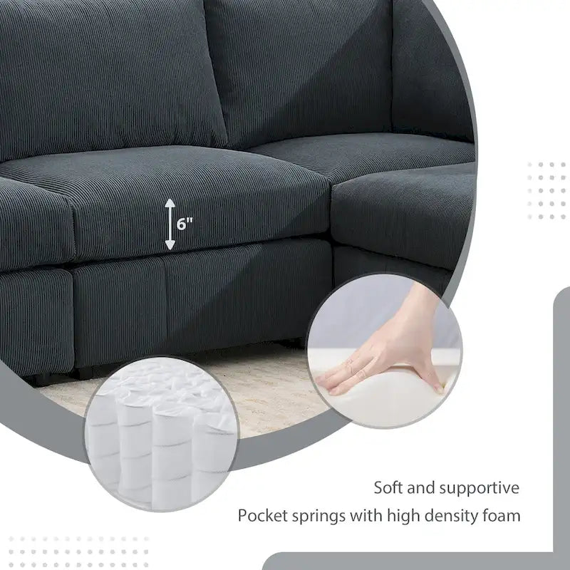 [VIDEO fourni][Nouveau]Canapé d'angle moderne 93 places avec rayures verticales, ensemble de canapés sans accoudoirs 5 places avec poufs convertibles, diverses C