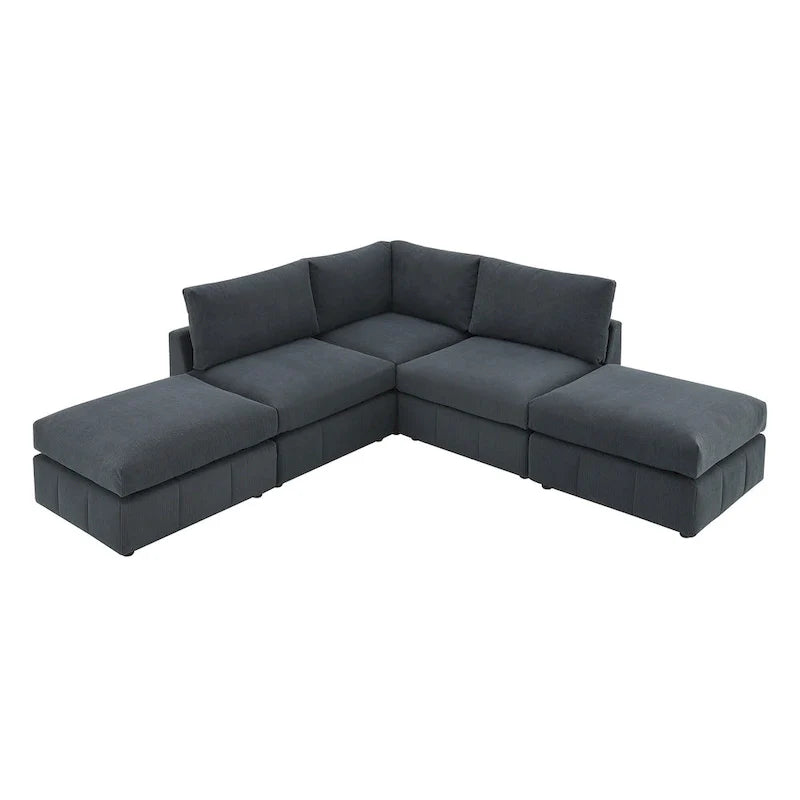 [VIDEO fourni][Nouveau]Canapé d'angle moderne 93 places avec rayures verticales, ensemble de canapés sans accoudoirs 5 places avec poufs convertibles, diverses C