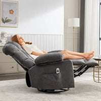 Fauteuil inclinable à bascule de massage pour adultes surdimensionné avec 2 porte-gobelets, port de charge USB, doux, doté d'un mas manuel
