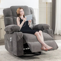 Fauteuil inclinable à bascule de massage pour adultes surdimensionné avec 2 porte-gobelets, port de charge USB, doux, doté d'un mas manuel