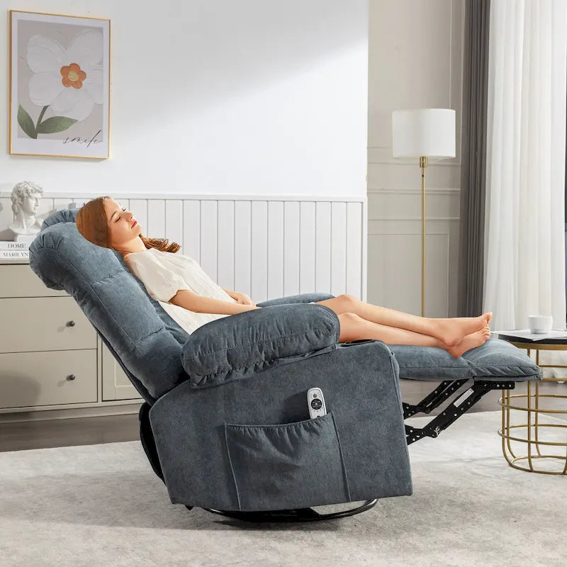 Fauteuil inclinable à bascule de massage pour adultes surdimensionné avec 2 porte-gobelets, port de charge USB, doux, doté d'un mas manuel