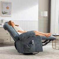 Fauteuil inclinable à bascule de massage pour adultes surdimensionné avec 2 porte-gobelets, port de charge USB, doux, doté d'un mas manuel