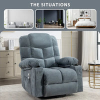Fauteuil inclinable à bascule de massage pour adultes surdimensionné avec 2 porte-gobelets, port de charge USB, doux, doté d'un mas manuel
