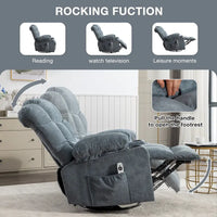 Fauteuil inclinable à bascule de massage pour adultes surdimensionné avec 2 porte-gobelets, port de charge USB, doux, doté d'un mas manuel