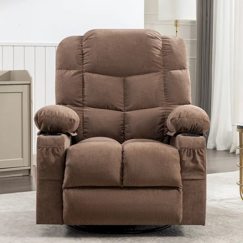 Fauteuil inclinable à bascule de massage pour adultes surdimensionné avec 2 porte-gobelets, port de charge USB, doux, doté d'un mas manuel