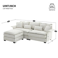 [VIDÉO fournie][Neuf] Canapé Sectionnel de Luxe Surdimensionné 95*66 avec Accoudoirs en Bois Cintré, 4 places Rembourré Mobilier d'Intérieur avec Double