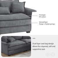 [VIDÉO fournie][Neuf] Canapé Sectionnel de Luxe Surdimensionné 95*66 avec Accoudoirs en Bois Cintré, 4 places Rembourré Mobilier d'Intérieur avec Double