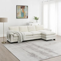 [VIDÉO fournie][Nouveau] Canapé nuage moderne en chenille en forme de L 118*55 avec doubles coussins d'assise, meuble d'intérieur rembourré 5 places, S