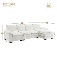 [VIDÉO fournie][Nouveau] Canapé nuage moderne en chenille en forme de L 118*55 avec doubles coussins d'assise, meuble d'intérieur rembourré 5 places, S
