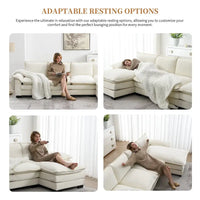 [VIDÉO fournie][Nouveau] Canapé nuage moderne en chenille en forme de L 118*55 avec doubles coussins d'assise, meuble d'intérieur rembourré 5 places, S
