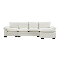 [VIDÉO fournie][Nouveau] Canapé nuage moderne en chenille en forme de L 118*55 avec doubles coussins d'assise, meuble d'intérieur rembourré 5 places, S