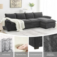 [VIDÉO fournie][Nouveau] Canapé nuage moderne en chenille en forme de L 118*55 avec doubles coussins d'assise, meuble d'intérieur rembourré 5 places, S