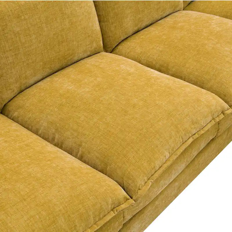 [VIDÉO fournie][Nouveau] Canapé nuage moderne en chenille en forme de L 118*55 avec doubles coussins d'assise, meuble d'intérieur rembourré 5 places, S