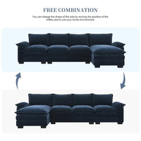 [VIDÉO fournie][Nouveau] Canapé nuage moderne en chenille en forme de L 118*55 avec doubles coussins d'assise, meuble d'intérieur rembourré 5 places, S