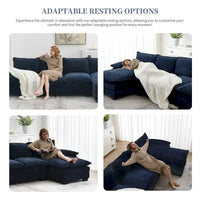 [VIDÉO fournie][Nouveau] Canapé nuage moderne en chenille en forme de L 118*55 avec doubles coussins d'assise, meuble d'intérieur rembourré 5 places, S