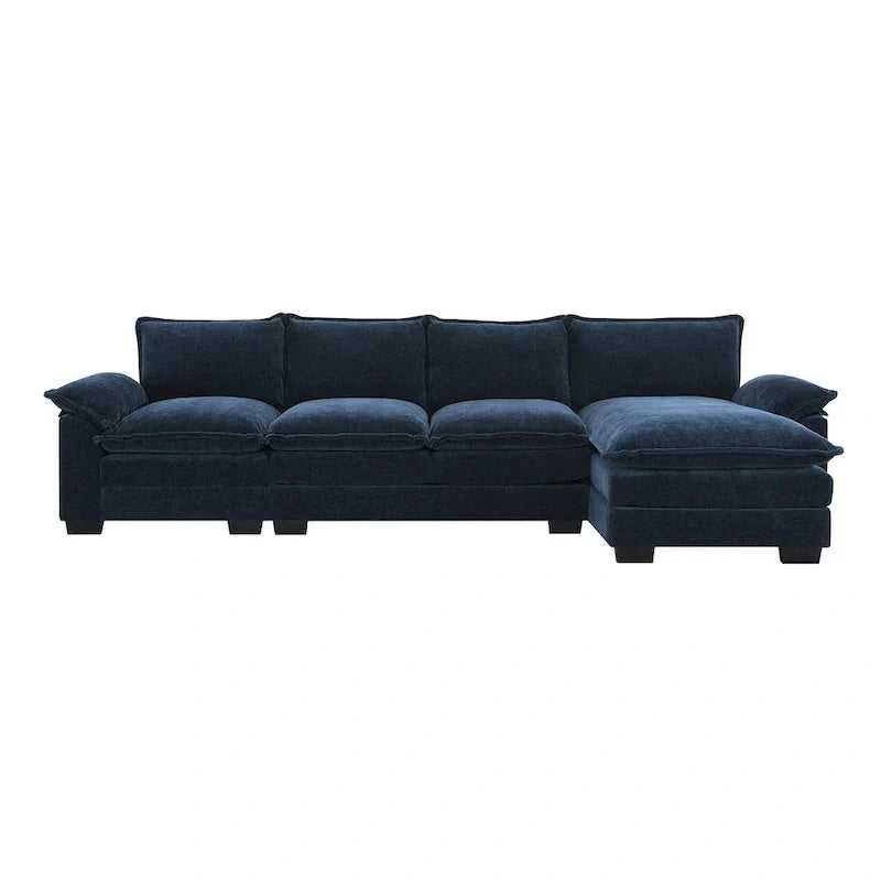 [VIDÉO fournie][Nouveau] Canapé nuage moderne en chenille en forme de L 118*55 avec doubles coussins d'assise, meuble d'intérieur rembourré 5 places, S