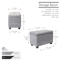 Banc de rangement Porthos Home Vivi en tissu à couvercle basculant