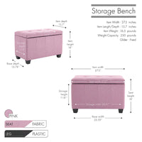 Banc de rangement Porthos Home Vivi en tissu à couvercle basculant
