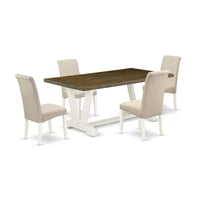 Ensemble de cuisine East West Furniture - une table à manger et des chaises en tissu de lin crème, blanc lin (options de pièces)