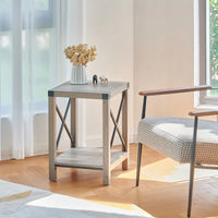 Table d'appoint ou de chevet de ferme CO-Z de 16 pouces avec étagère de rangement
