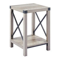 Table d'appoint ou de chevet de ferme CO-Z de 16 pouces avec étagère de rangement